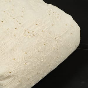 Dyeable Mal Chanderi Thread and Sequins Embroidered Fabric