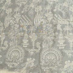 Dyeable Mal Chanderi Thread and Sequins Embroidered Fabric
