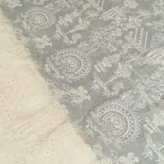 Dyeable Mal Chanderi Thread and Sequins Embroidered Fabric