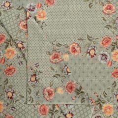 Grey Color Cotton Chikan Print with Embroidered Fabric