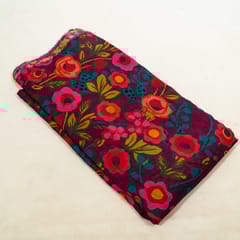 Wine with Multi Color Mal Chanderi Printed Fabric