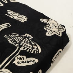 Black and White Color Bamber Crepe Digital Printed Fabric