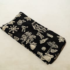 Black and White Color Bamber Crepe Digital Printed Fabric