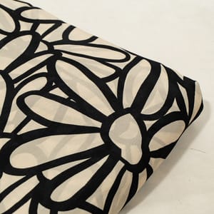 Black and White Color Bamber Crepe Digital Printed Fabric