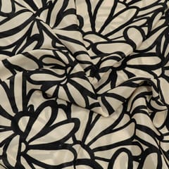 Black and White Color Bamber Crepe Digital Printed Fabric