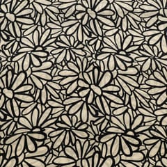 Black and White Color Bamber Crepe Digital Printed Fabric