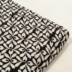 Black and White Color Bamber Crepe Digital Printed Fabric