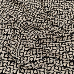 Black and White Color Bamber Crepe Digital Printed Fabric