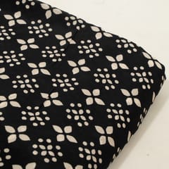 Black and White Color Bamber Crepe Digital Printed Fabric