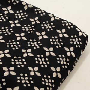 Black and White Color Bamber Crepe Digital Printed Fabric