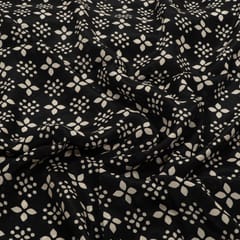 Black and White Color Bamber Crepe Digital Printed Fabric