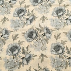 Ivory Color Bamber Crepe Digital Printed Fabric