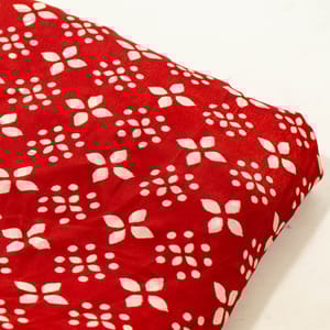 Red Color Bamber Crepe Digital Printed Fabric