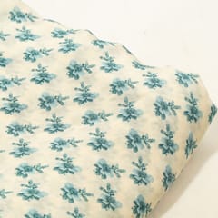 Blue Color Bamber Crepe Digital Printed Fabric