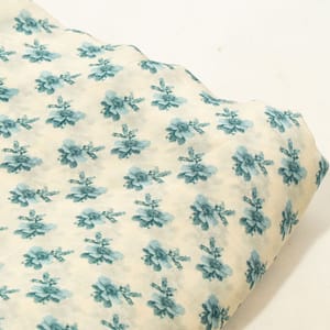 Blue Color Bamber Crepe Digital Printed Fabric