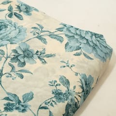 Blue Color Bamber Crepe Digital Printed Fabric