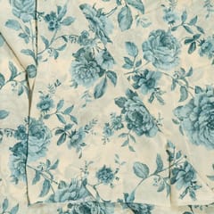 Blue Color Bamber Crepe Digital Printed Fabric