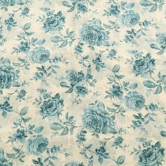 Blue Color Bamber Crepe Digital Printed Fabric