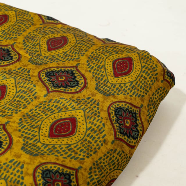 Mustard Color Modal Satin Digital Printed Fabric