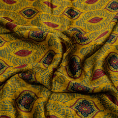 Mustard Color Modal Satin Digital Printed Fabric