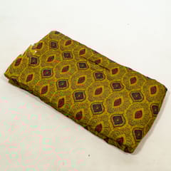 Mustard Color Modal Satin Digital Printed Fabric