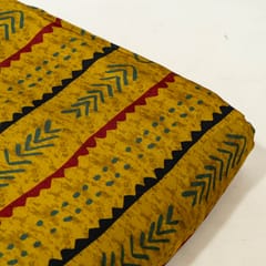 Mustard Color Modal Satin Digital Printed Fabric