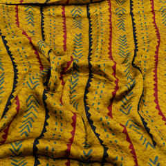 Mustard Color Modal Satin Digital Printed Fabric