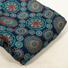 Blue Color Modal Satin Digital Printed Fabric