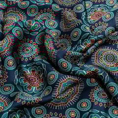 Blue Color Modal Satin Digital Printed Fabric