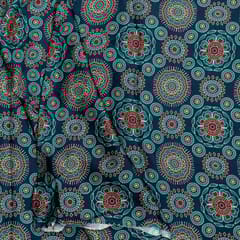 Blue Color Modal Satin Digital Printed Fabric