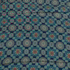Blue Color Modal Satin Digital Printed Fabric