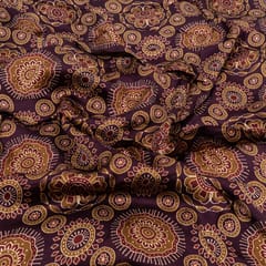 Purple Color Modal Satin Digital Printed Fabric