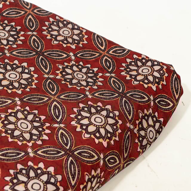 Maroon Color Modal Satin Digital Printed Fabric