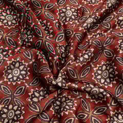 Maroon Color Modal Satin Digital Printed Fabric