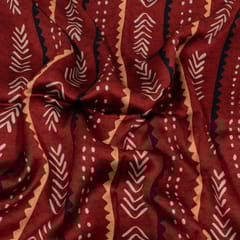 Maroon Color Modal Satin Digital Printed Fabric