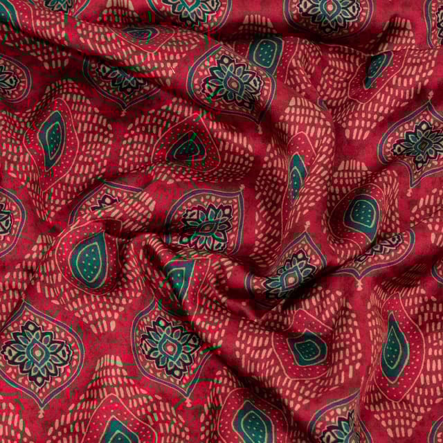 Majenta Color Modal Satin Digital Printed Fabric