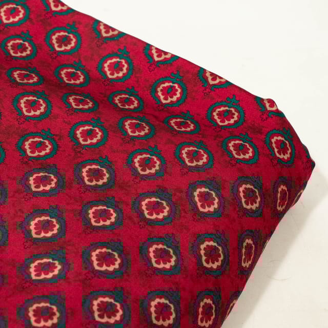 Majenta Color Modal Satin Digital Printed Fabric