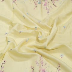 Lemon Color Viscose Linen Digital Printed Fabric