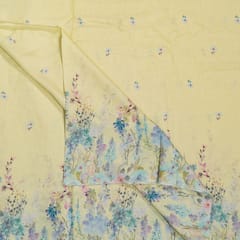 Lemon Color Viscose Linen Digital Printed Fabric