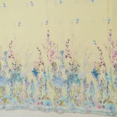 Lemon Color Viscose Linen Digital Printed Fabric