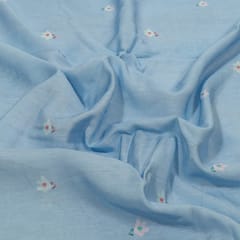Sky Blue Color Viscose Linen Digital Printed Fabric