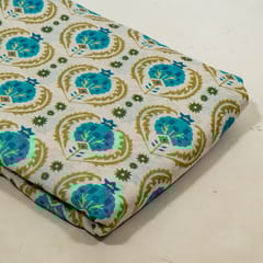 White Color Viscose Linen Digital Printed Fabric