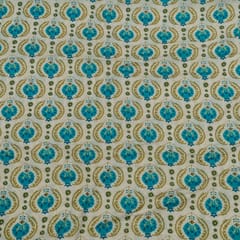 White Color Viscose Linen Digital Printed Fabric