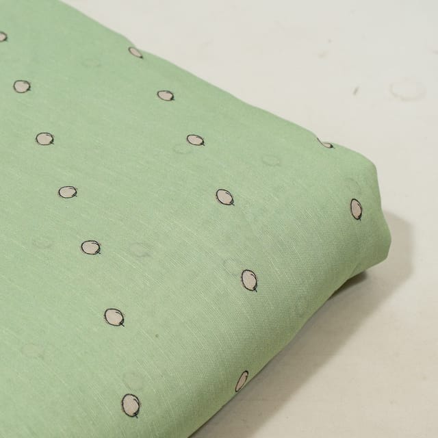 Pista Green Color Viscose Linen Digital Printed Fabric