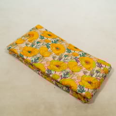 Yellow Color Viscose Linen Digital Printed Fabric