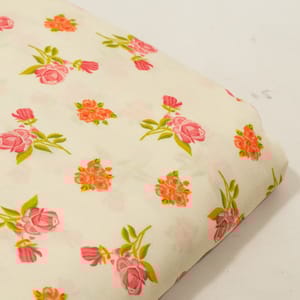 Pink Color Muslin Digital Printed Fabric