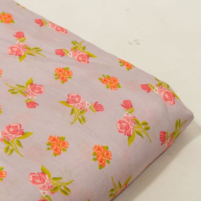 Lavender Color Muslin Digital Printed Fabric