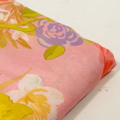 Pink Color Muslin Digital Printed Fabric