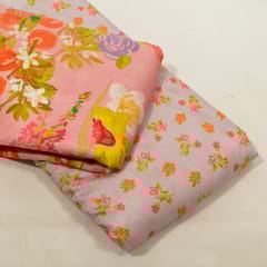 Lavender and Pink Color Muslin Digital Printed Set (5 Mtr.)