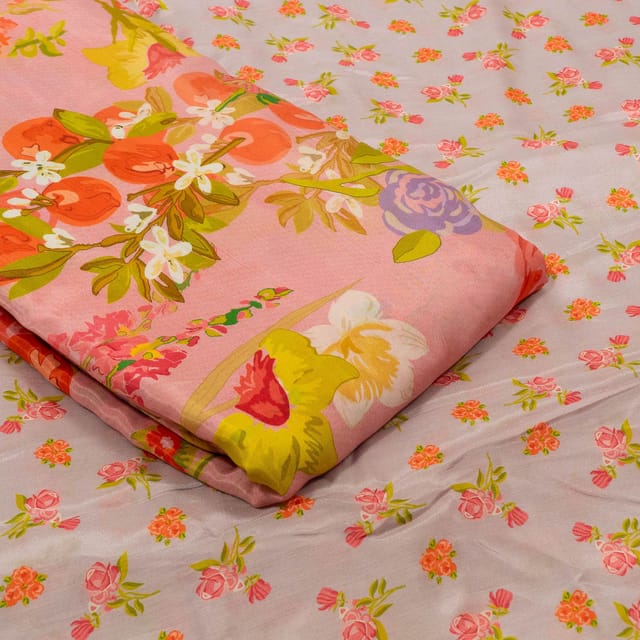 Lavender and Pink Color Muslin Digital Printed Set (5 Mtr.)